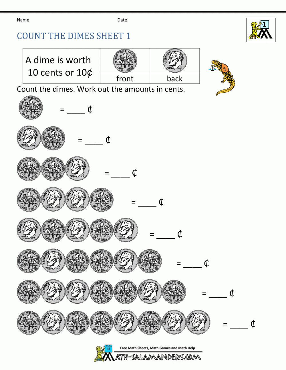 Free Printable Counting Money Worksheets Pdf