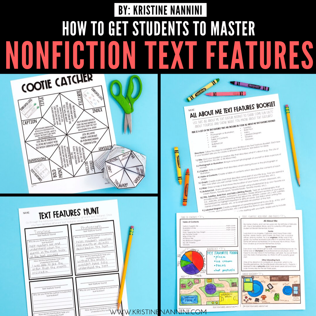 FREE Nonfiction Text Features Printables And Activities Print 