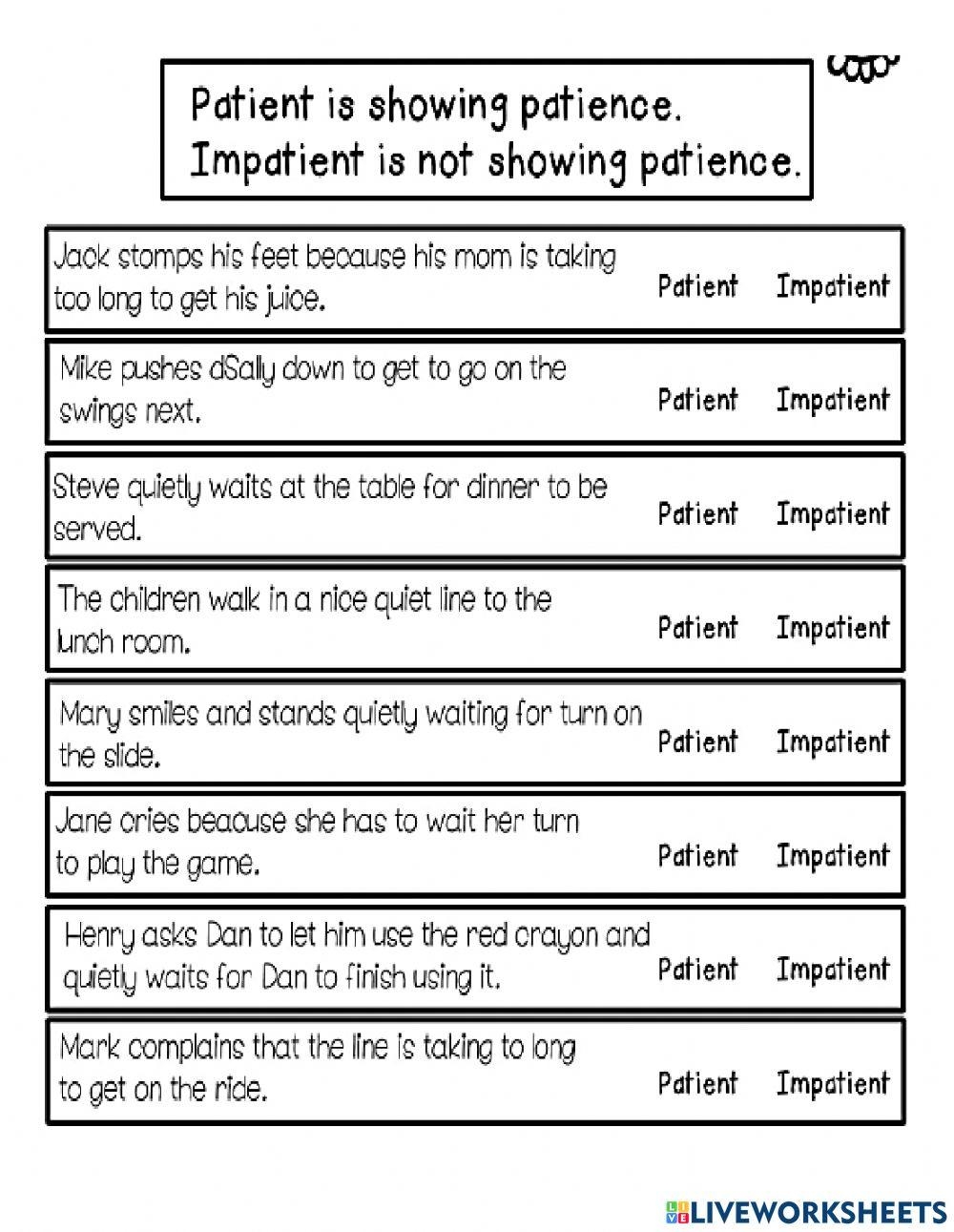 Free Patience Worksheet Download Free Patience Worksheet Png Images Free Worksheets On Clipart Library