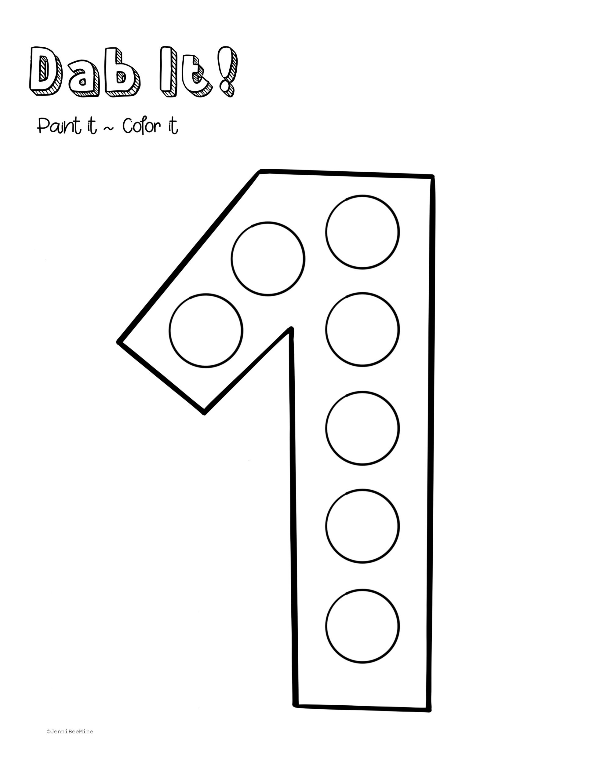 Free Printable Number 1 Worksheets