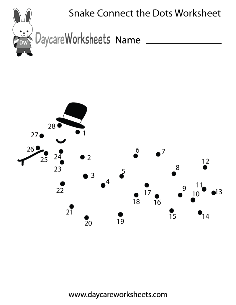 Free Preschool Snake Connect The Dots Worksheet