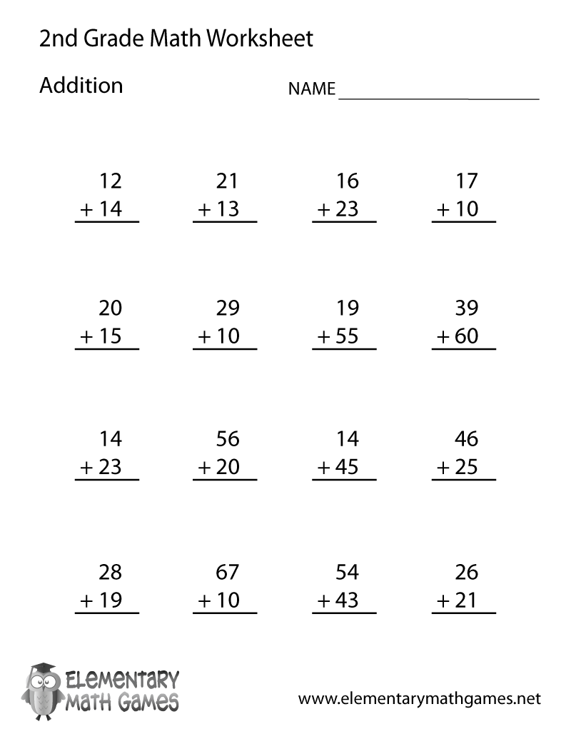 Free Printable Addition Worksheet For Second Grade Free Printable Addition Worksheet For Second Grade
