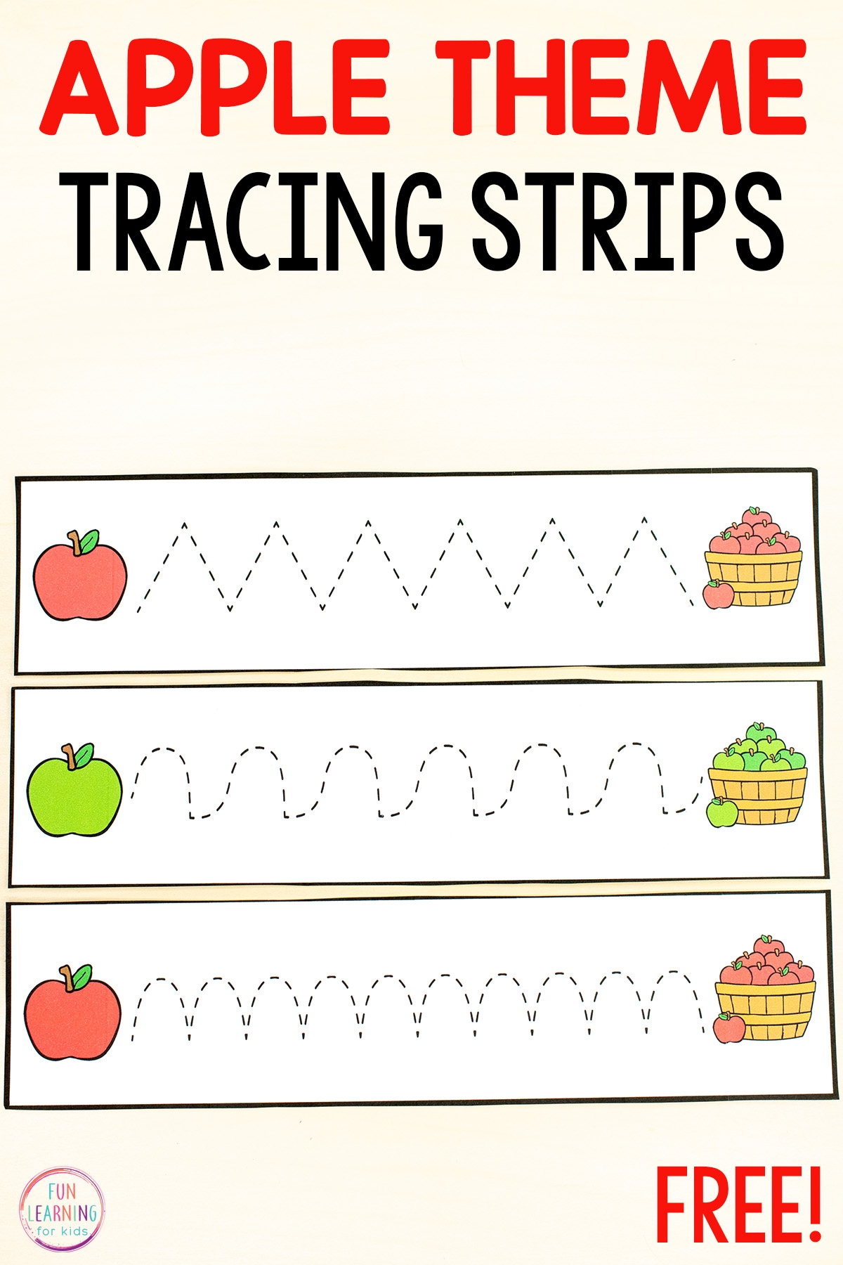 Free Printable Apple Fine Motor Tracing Strips For Pre Writing 