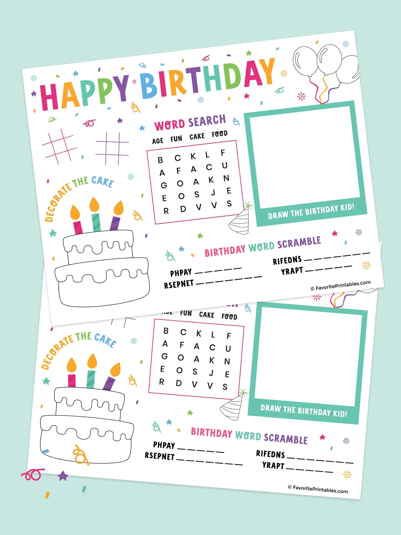 Free Printable Birthday Worksheets