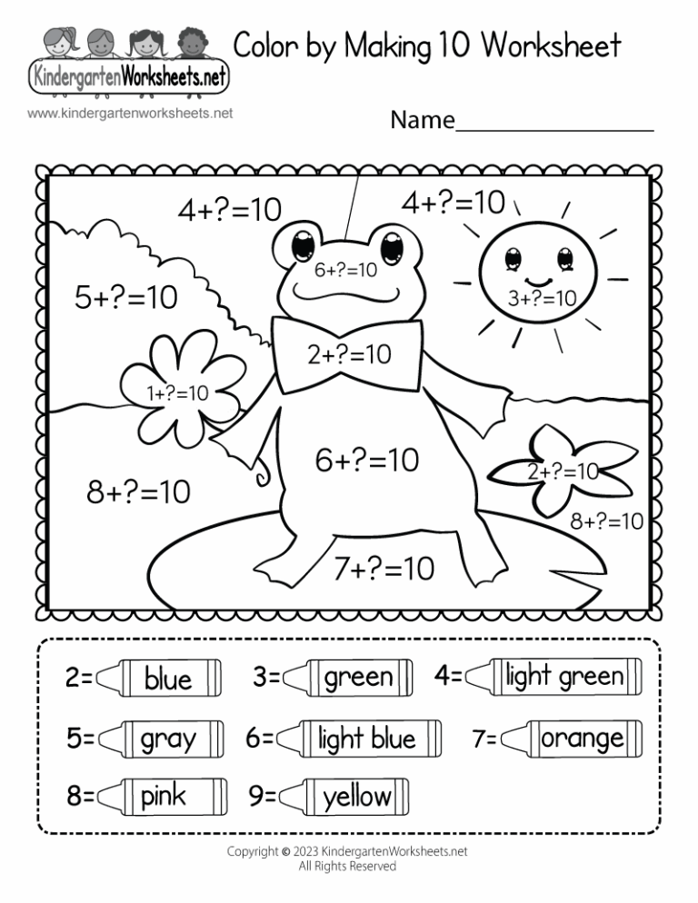 Free Printable Color By Making 10 Worksheet