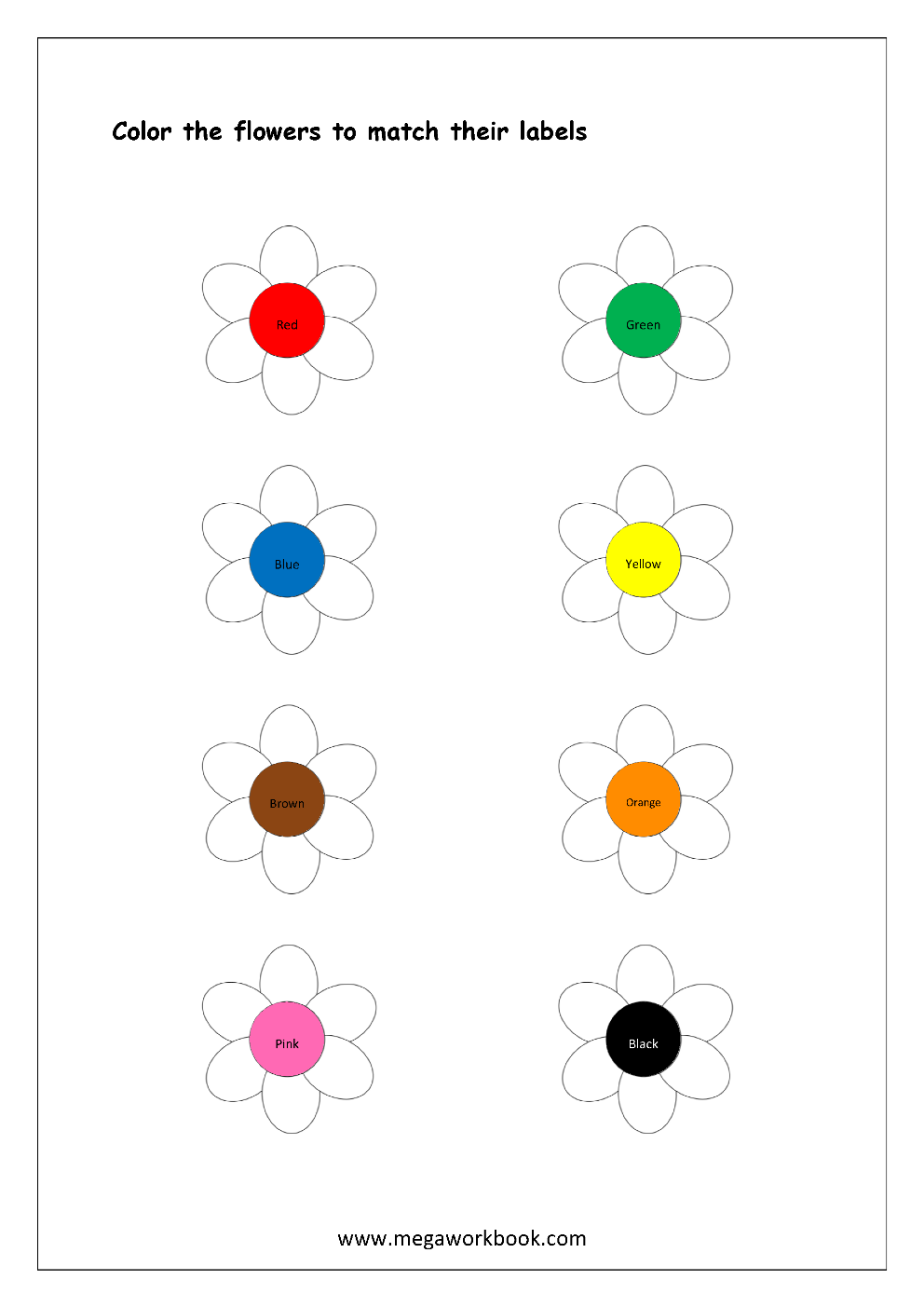 Free Printable Color Recognition Worksheets Color By Matching