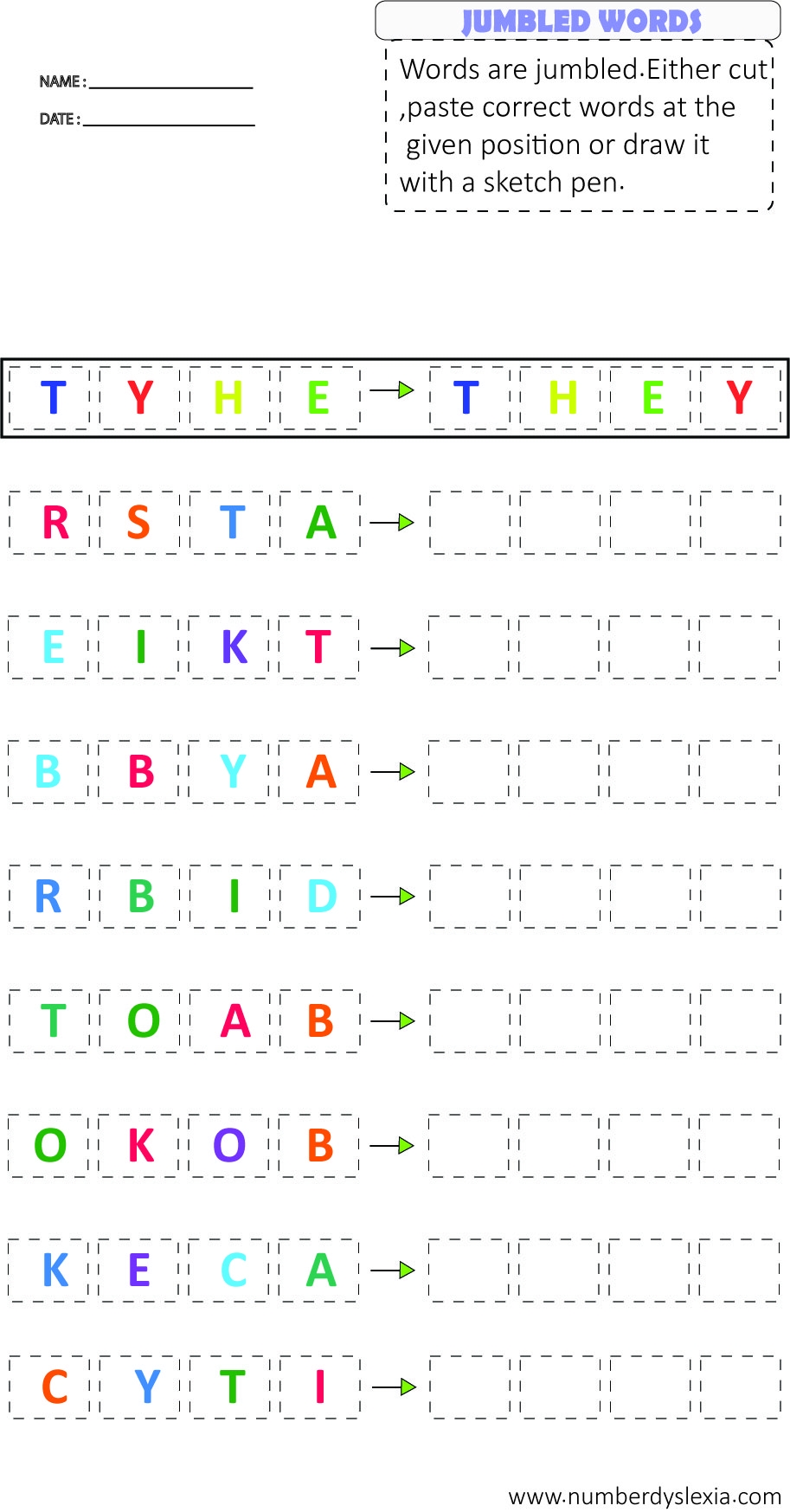 Dyslexia Worksheets Free Printable