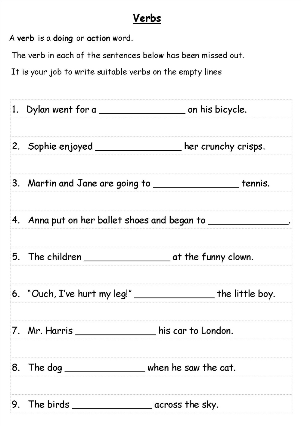 Free English Worksheets Printable