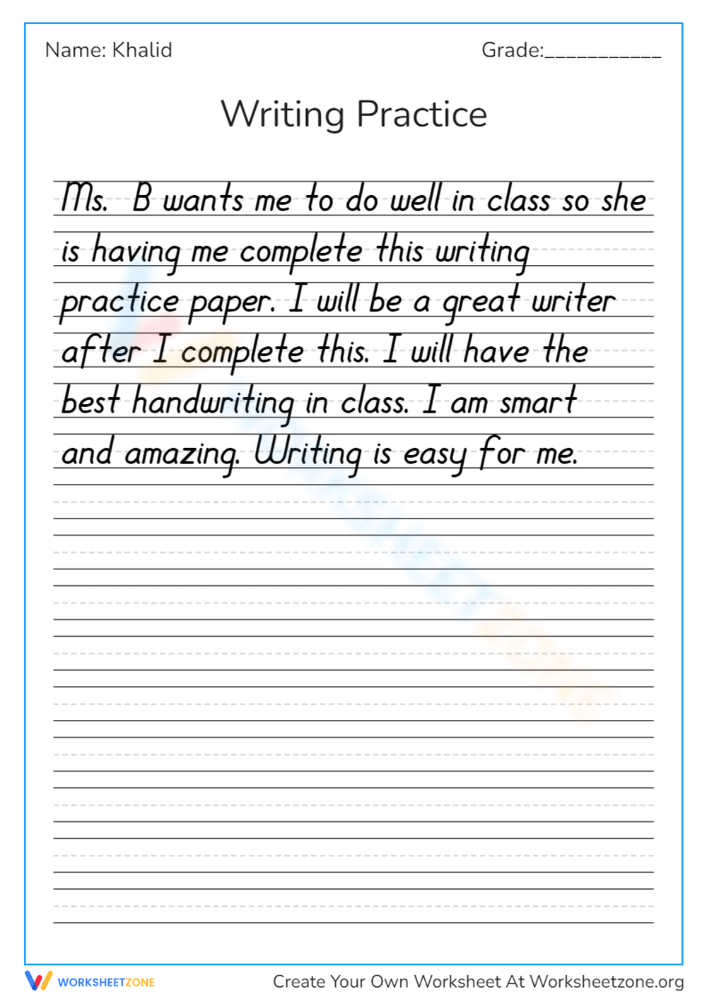 Free Printable Handwriting Paragraph Practice Sheets Worksheets 