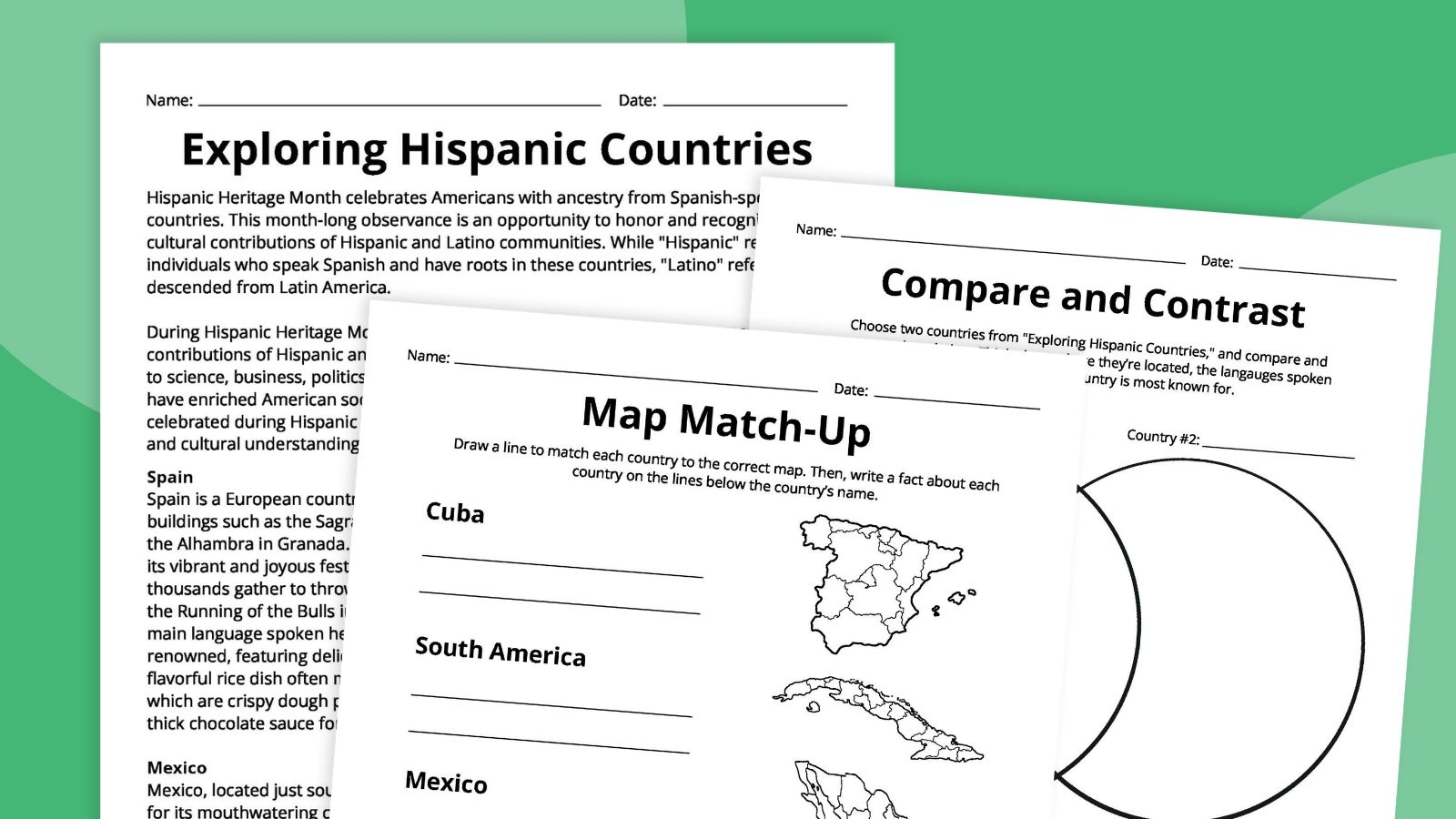 Free Printable Mexico Worksheets