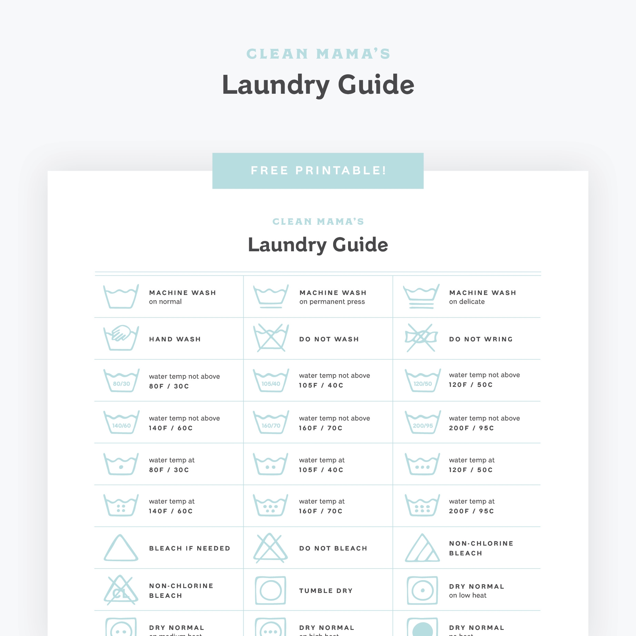 Free Printable Laundry Guide Clean Mama