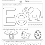 Free Printable Letter E Coloring Worksheet