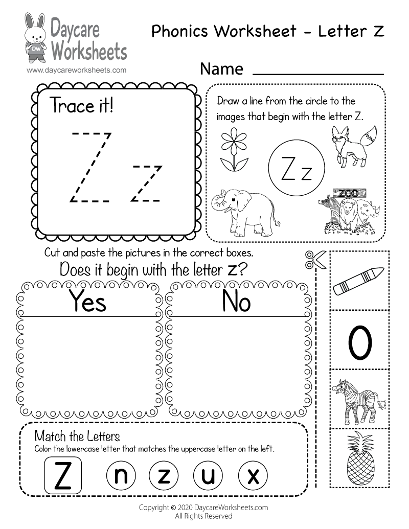 Free Printable Z Worksheets