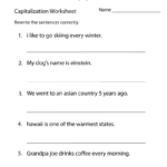 Free Printable Middle School Capitalization Worksheet Worksheets Library