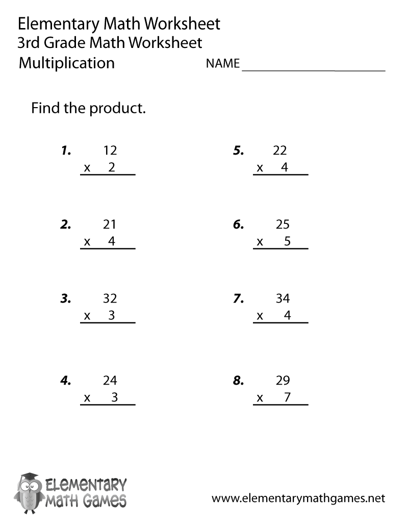 Free Printable Math Multiplication Worksheets