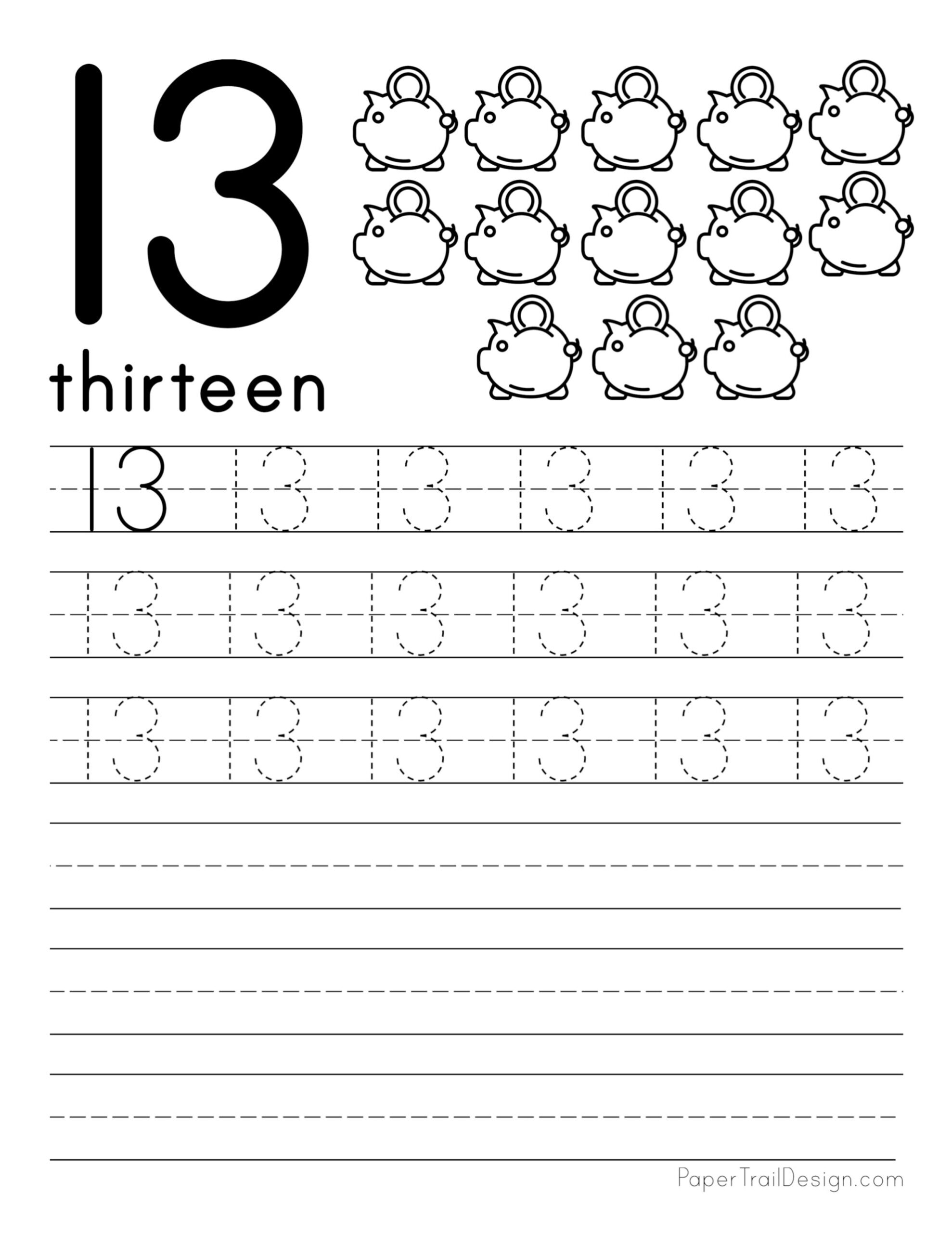 FREE Printable Number 13 Worksheets For Preschool Worksheets Library