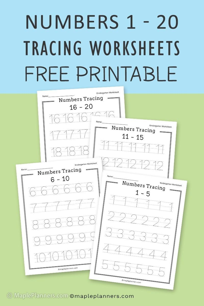 Free Printable Numbers Tracing 1 20 Worksheets For Kids 