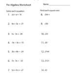 Free Printable Pre Algebra Practice Worksheet
