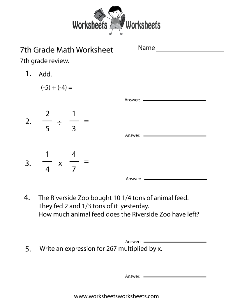 Free Printable 7th Grade Worksheets Pdf
