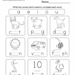 Free Printable Short Vowel Sounds Worksheet