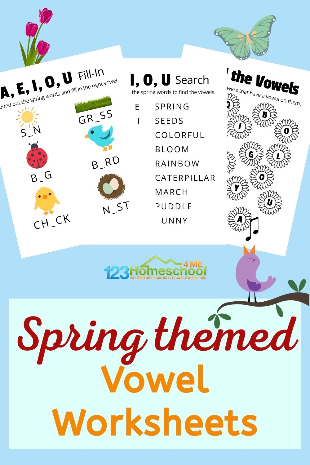 FREE Printable Spring Vowel Worksheets Kindergarten U0026 1st Graders