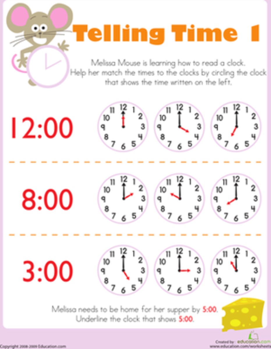 Free Printable Time Worksheets For Kindergarten