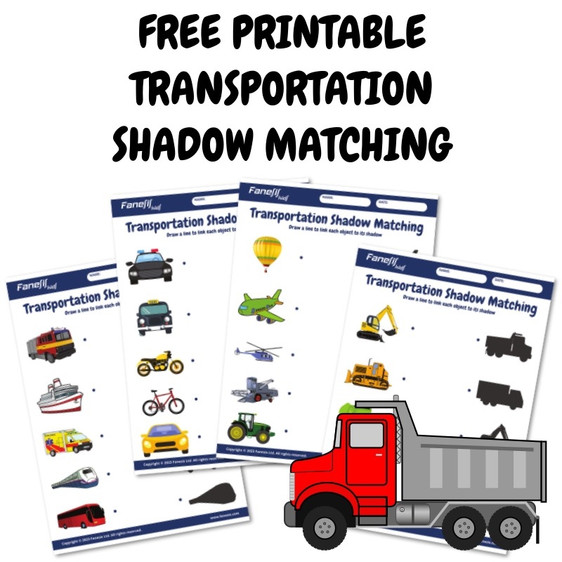 FREE Printable Transportation Shadow Matching Worksheets Fanesis 