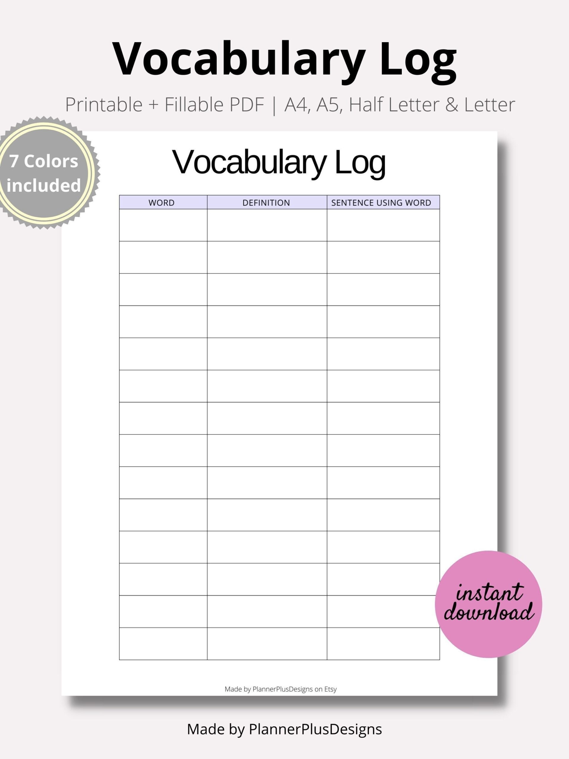 Free Printable Blank Vocabulary Worksheets