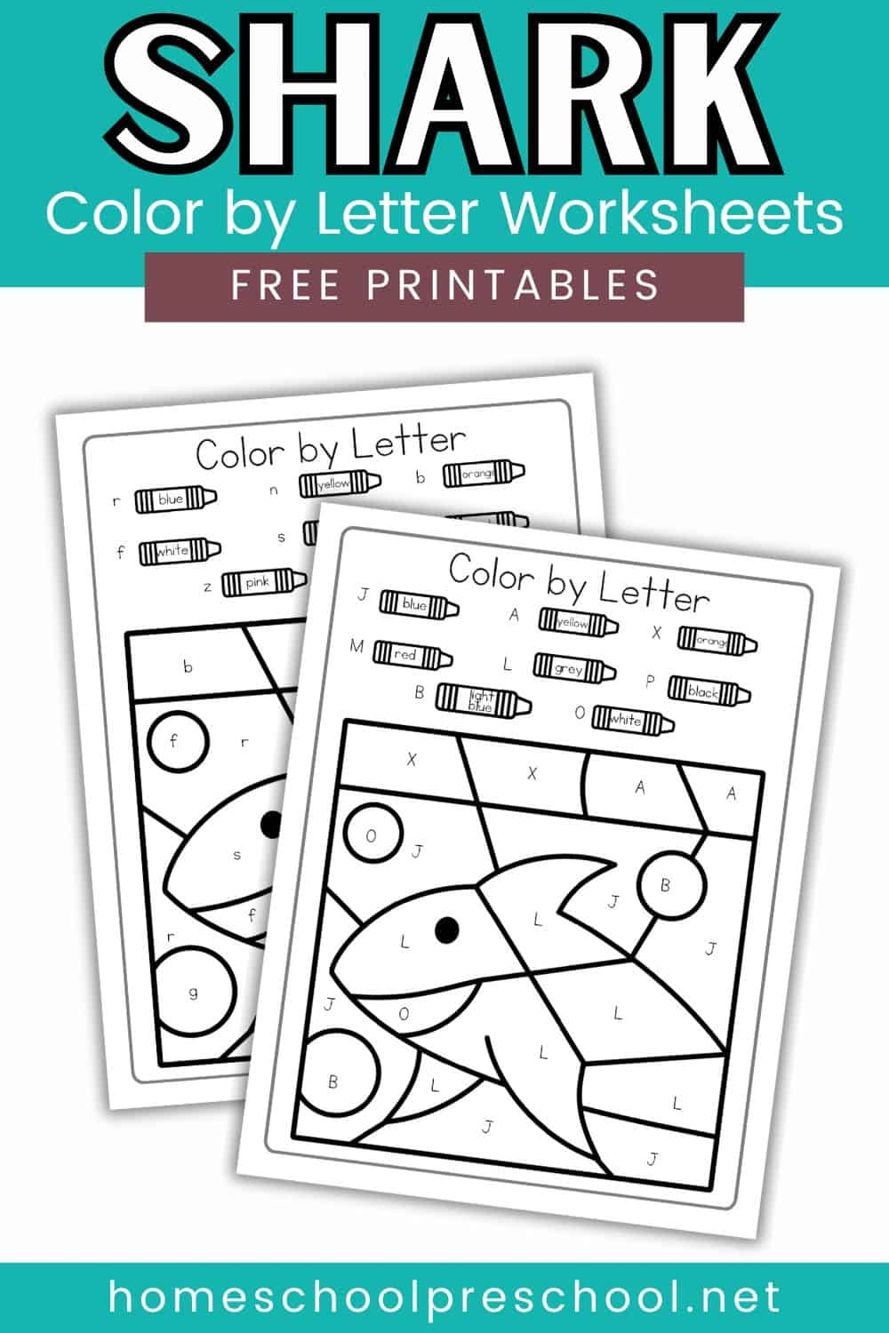 Free Shark Color By Letter Worksheets Summer Learning Fun 