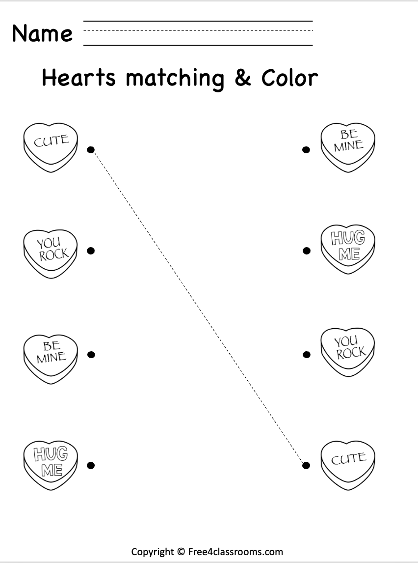 Free Trace And Match Worksheet Valentine s Day Printable Free  Free Trace And Match Worksheet Valentine s Day Printable Free