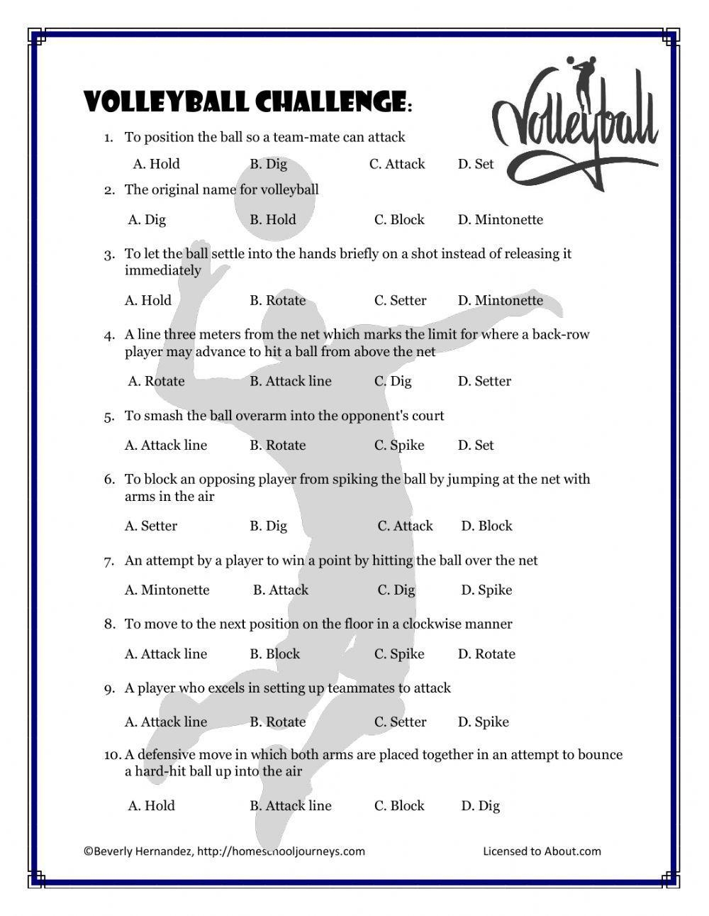 Free Volleyball Worksheet Download Free Volleyball Worksheet Png Images Free Worksheets On Clipart Library