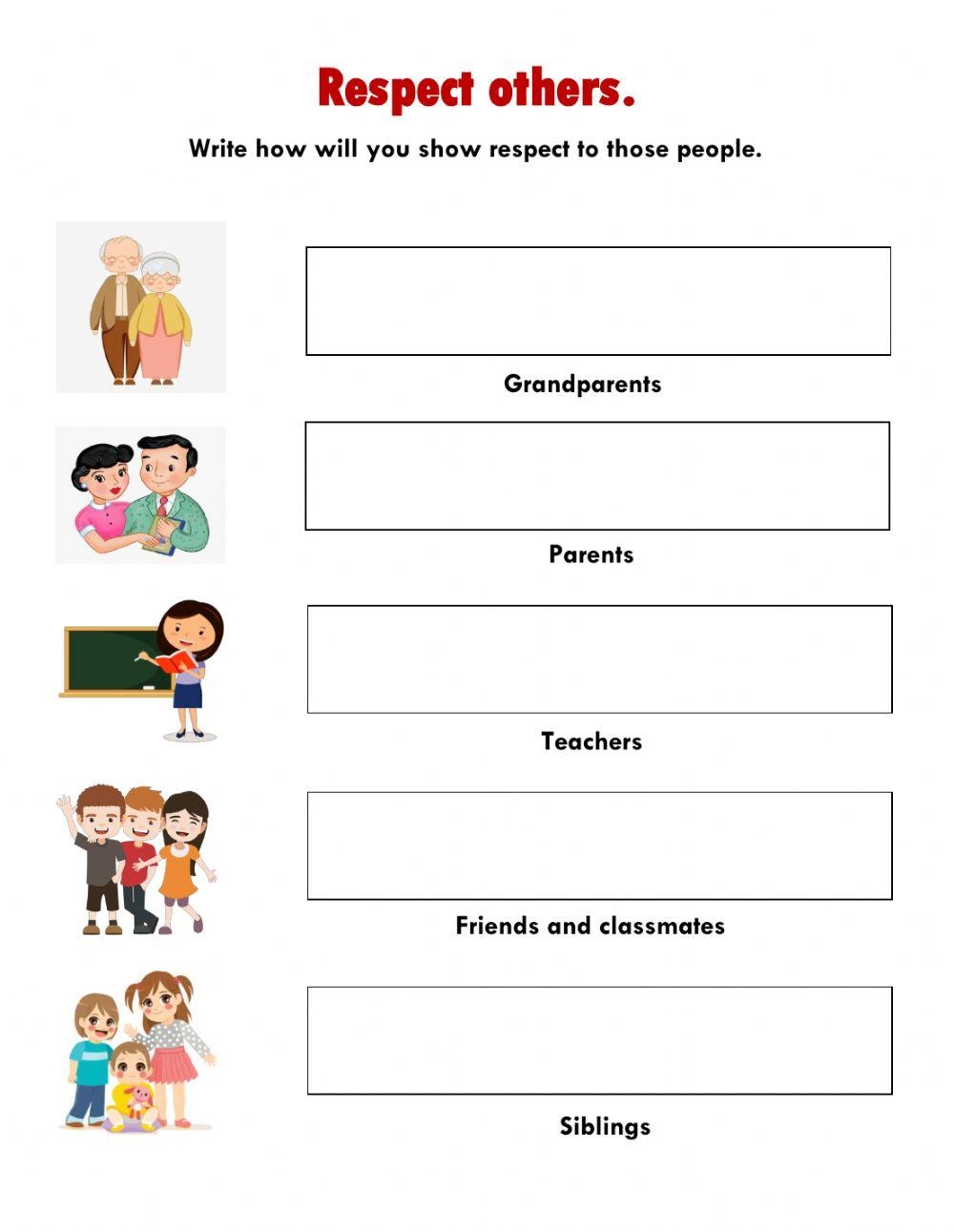 Free Worksheet On Respecting Others Download Free Worksheet On 