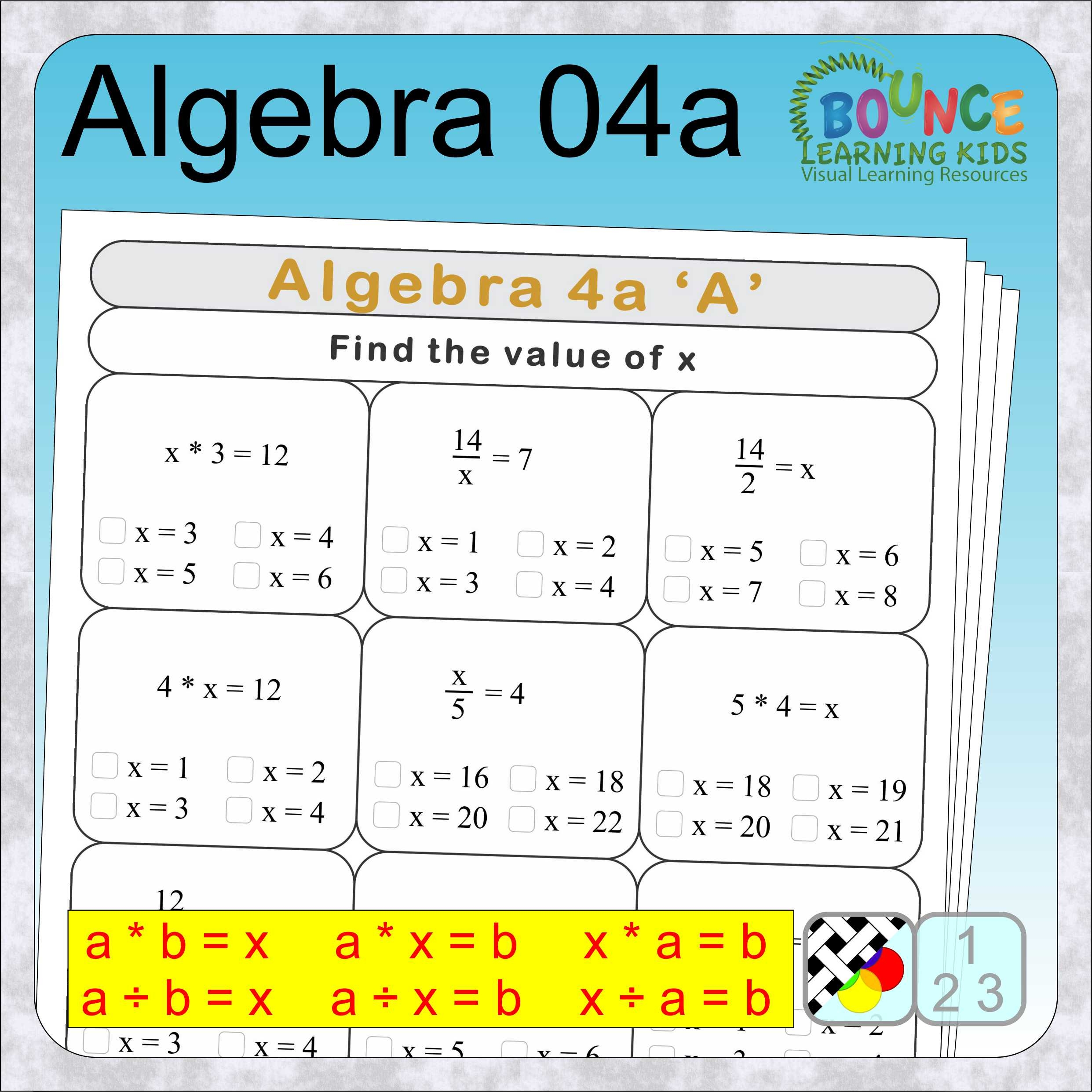 Free Printable Basic Algebra Worksheets