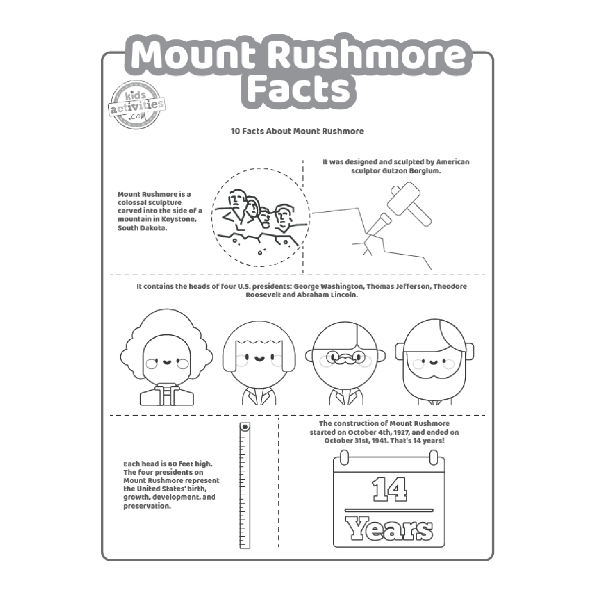 Fun Mount Rushmore Facts For Kids To Print And Learn Kids Activities Blog