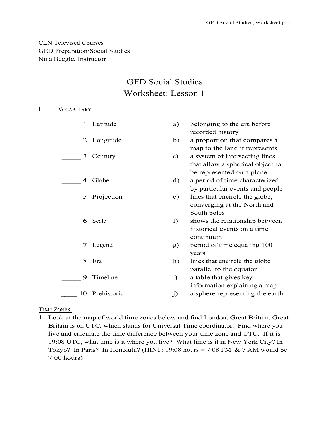 GED Social Studies Focus Sheet Lesson 1 PWCSTV Flip EBook Worksheets Library
