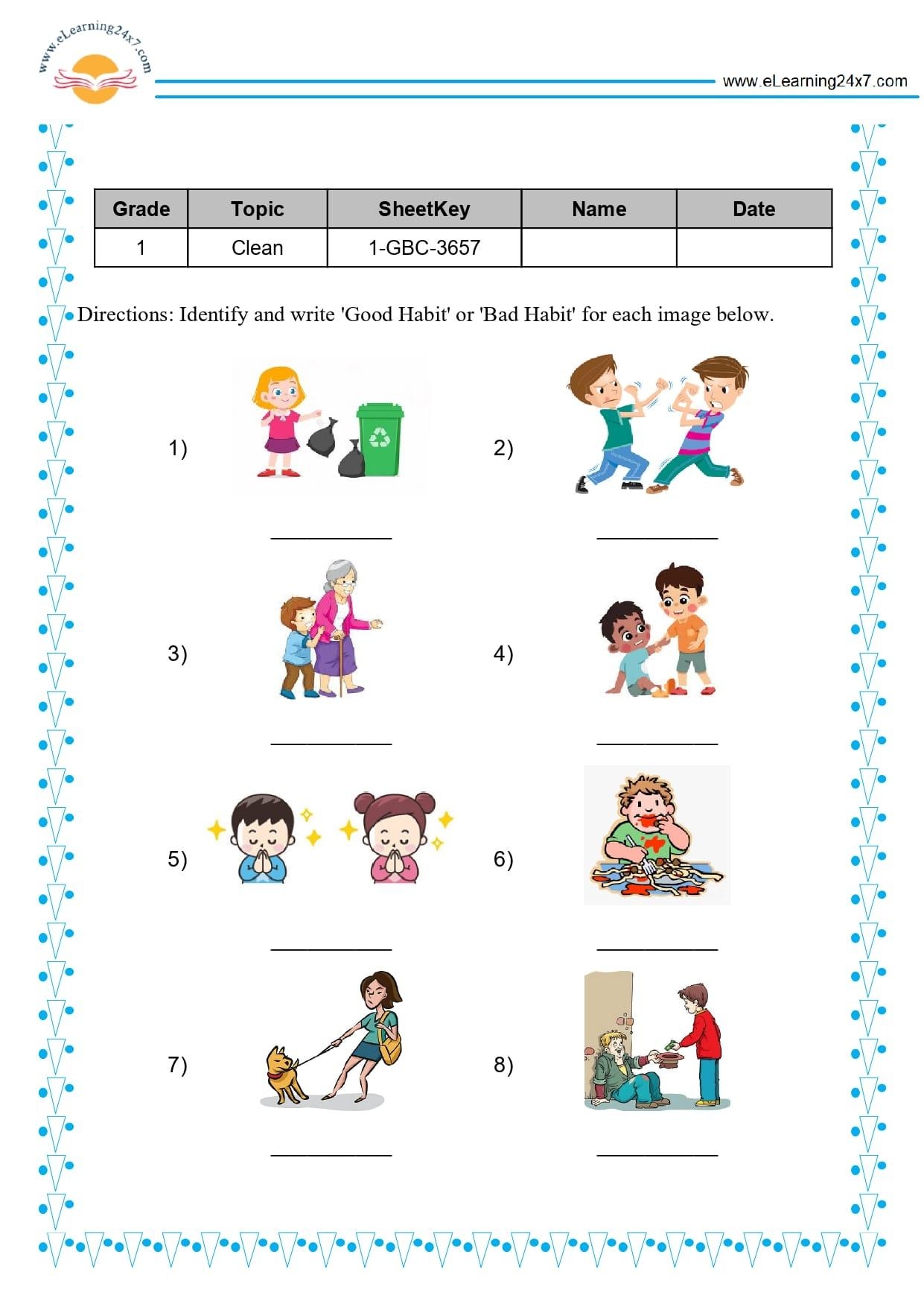 Good Habits Worksheets For Grade 1 Www eLearning24x7 Good Habits Worksheets For Grade 1 Www eLearning24x7