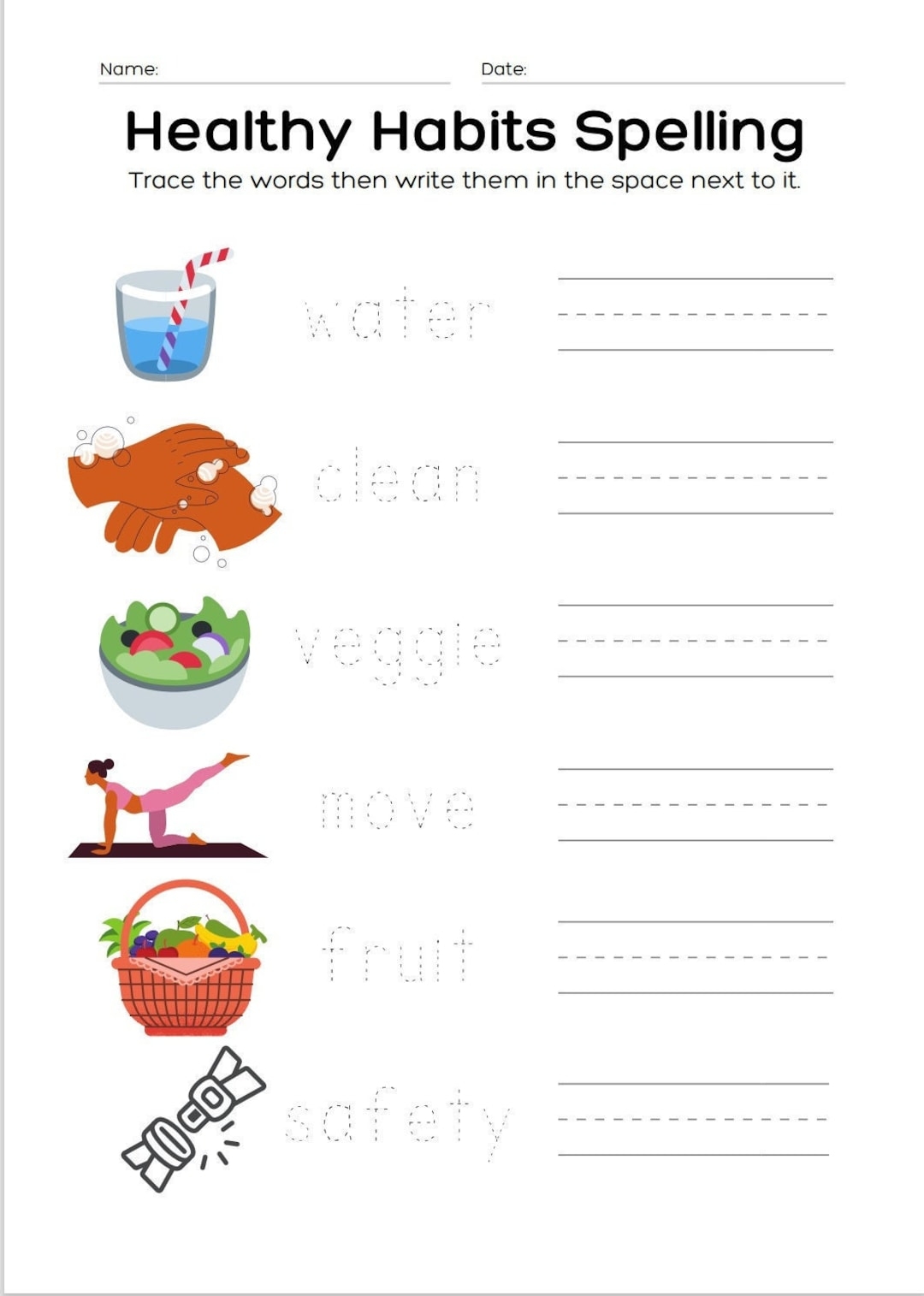 Healthy Habits Kindergarten Worksheets Etsy