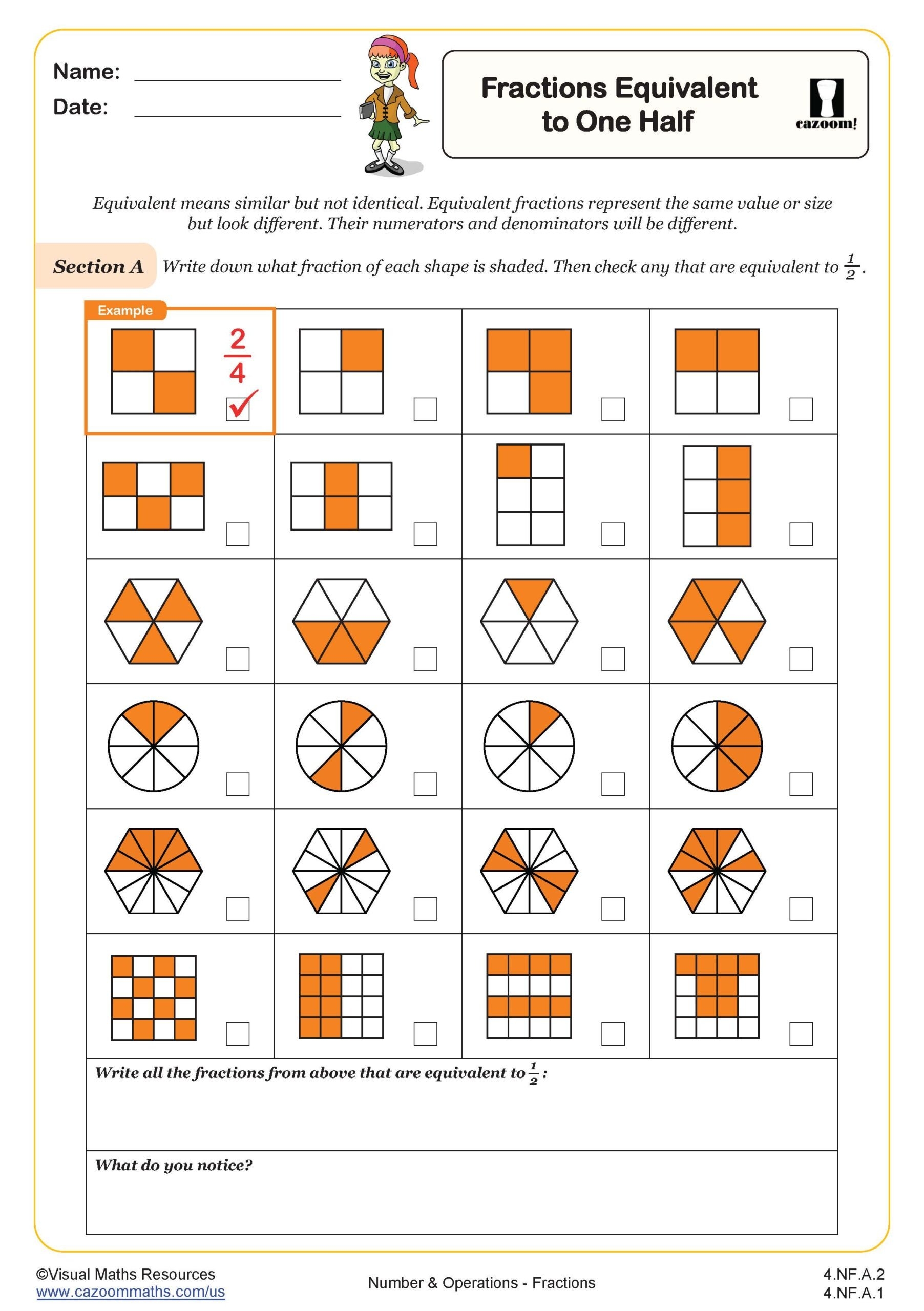 Free Printable Math Worksheets Fractions