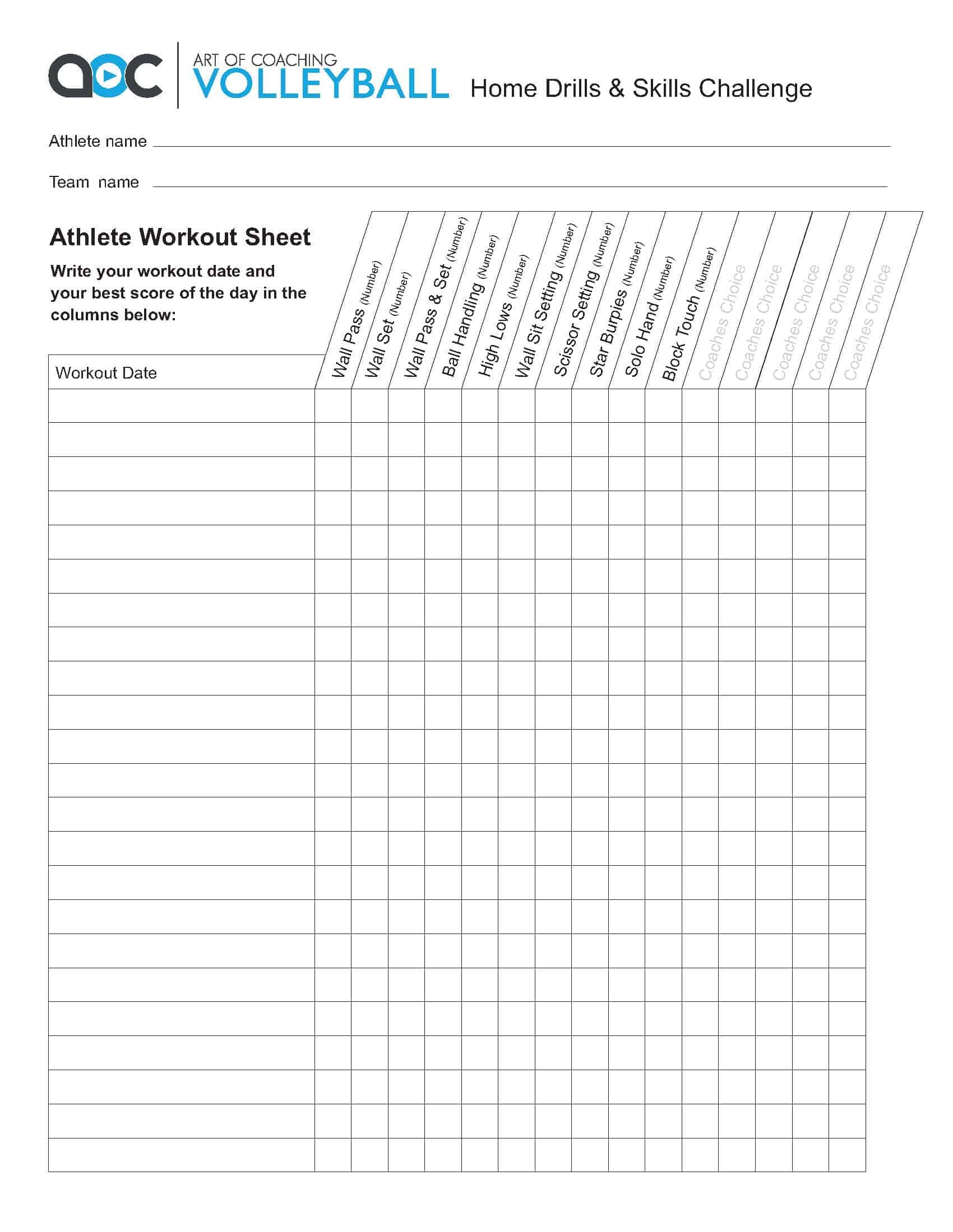 Free Printable Volleyball Worksheets