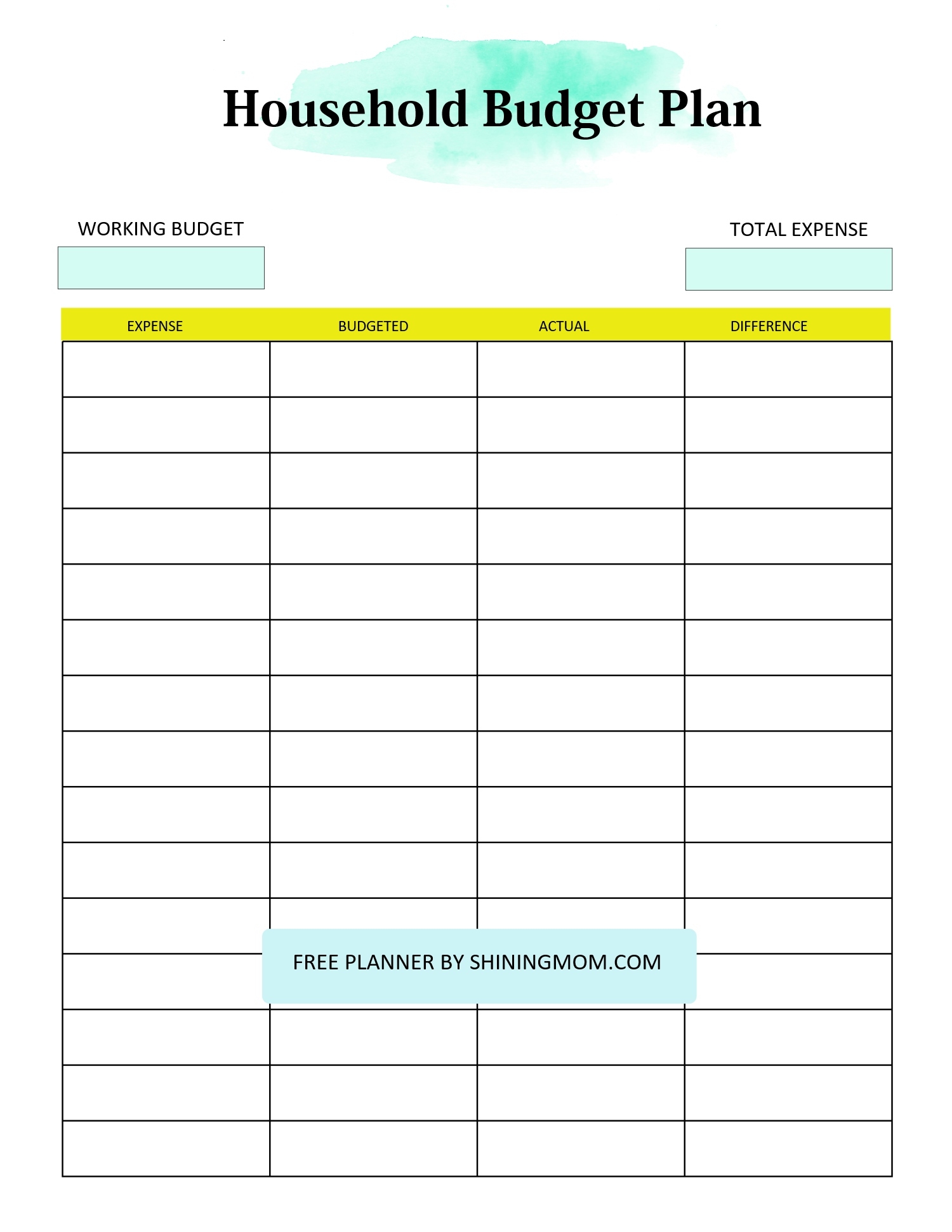 Free Printable Budget Worksheets For Household
