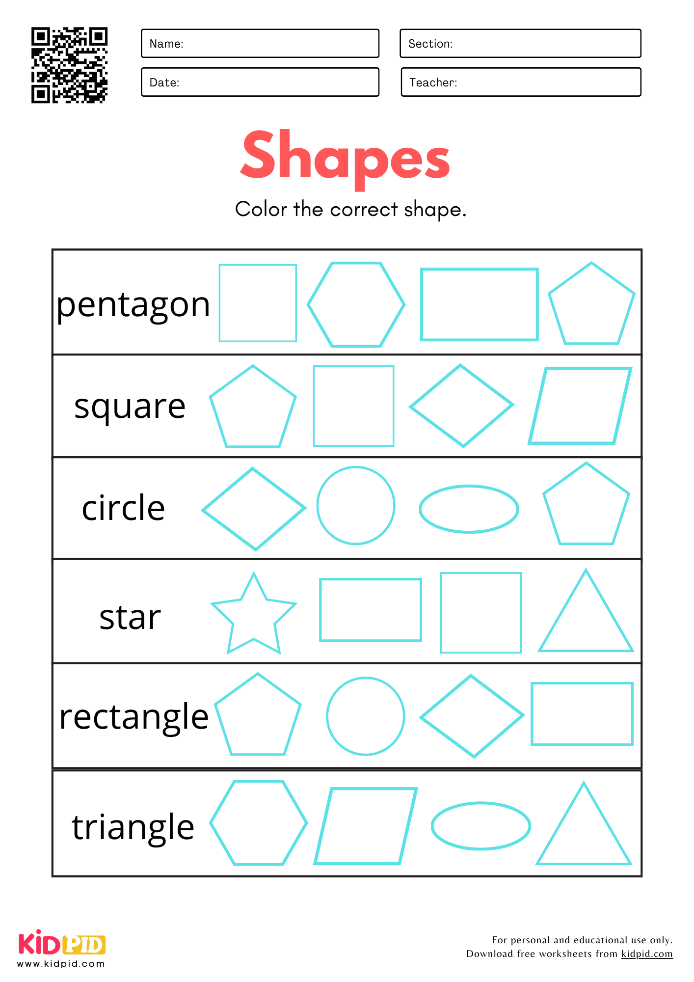 Shape Worksheets Free Printable