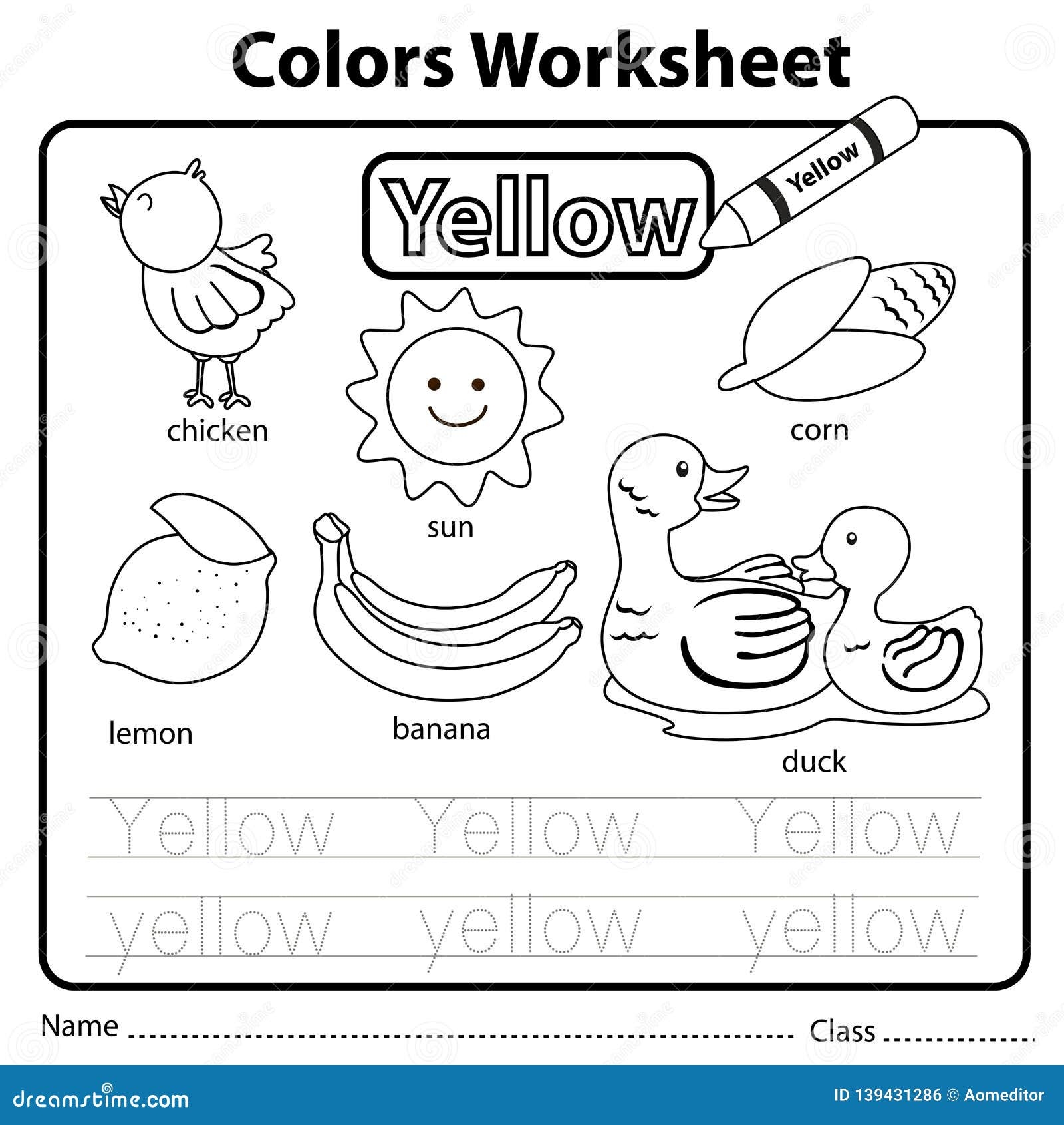 Free Printable Color Yellow Worksheets