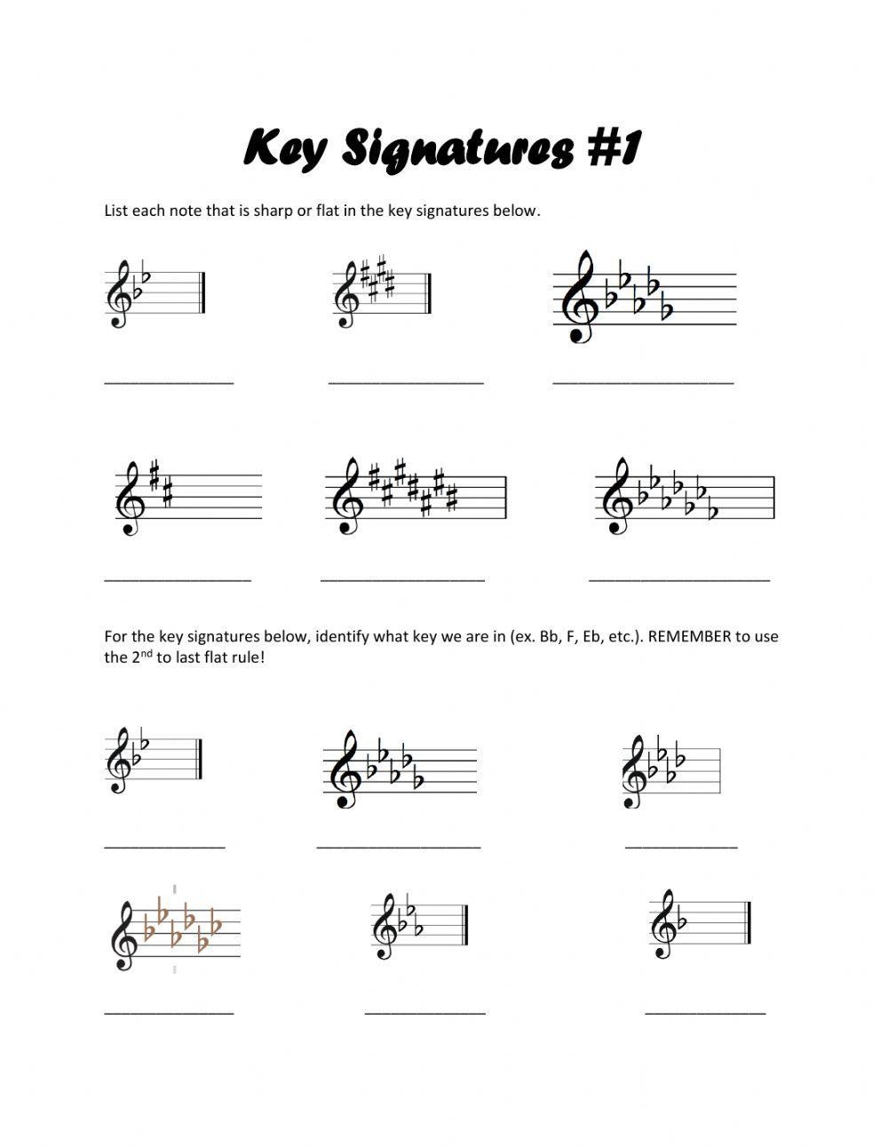 Key Signatures 1 Worksheet Live Worksheets Worksheets Library