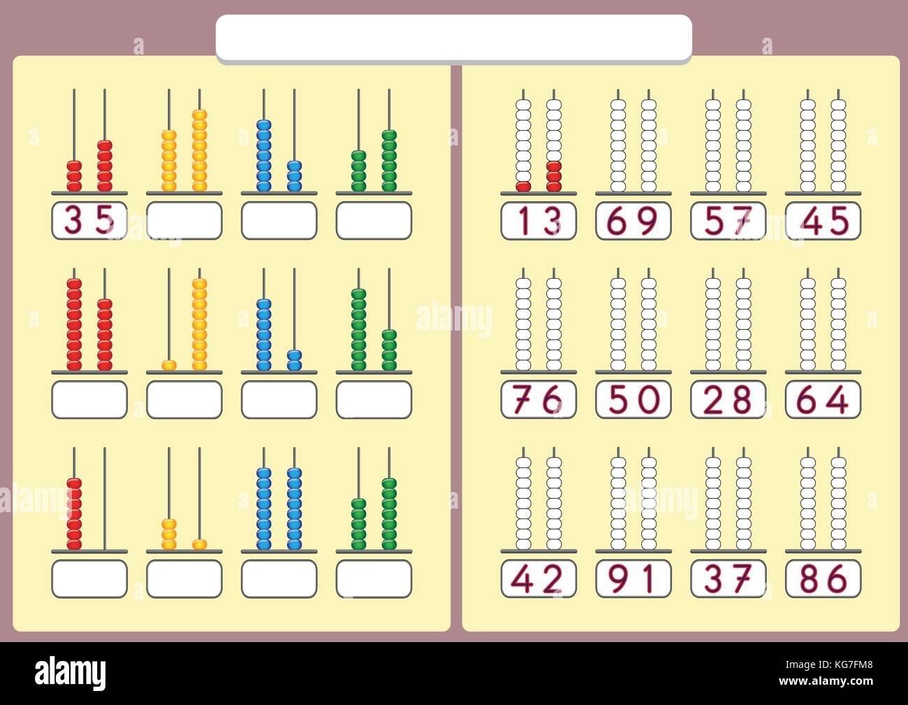 Kids Learn Numbers With Abacus Math Worksheet For Children Stock Kids Learn Numbers With Abacus Math Worksheet For Children Stock