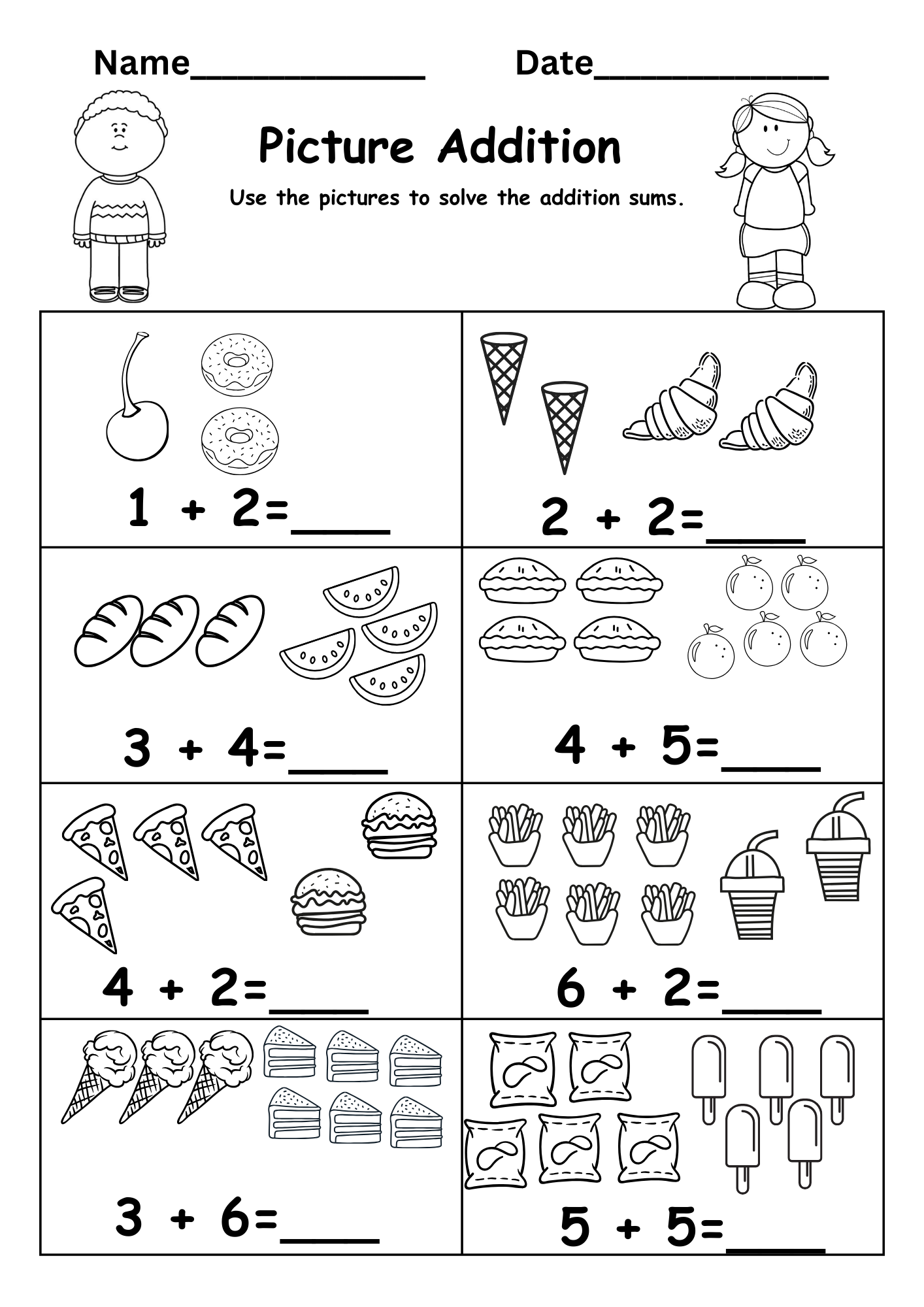 Kindergarten Addition Worksheets Free Printable