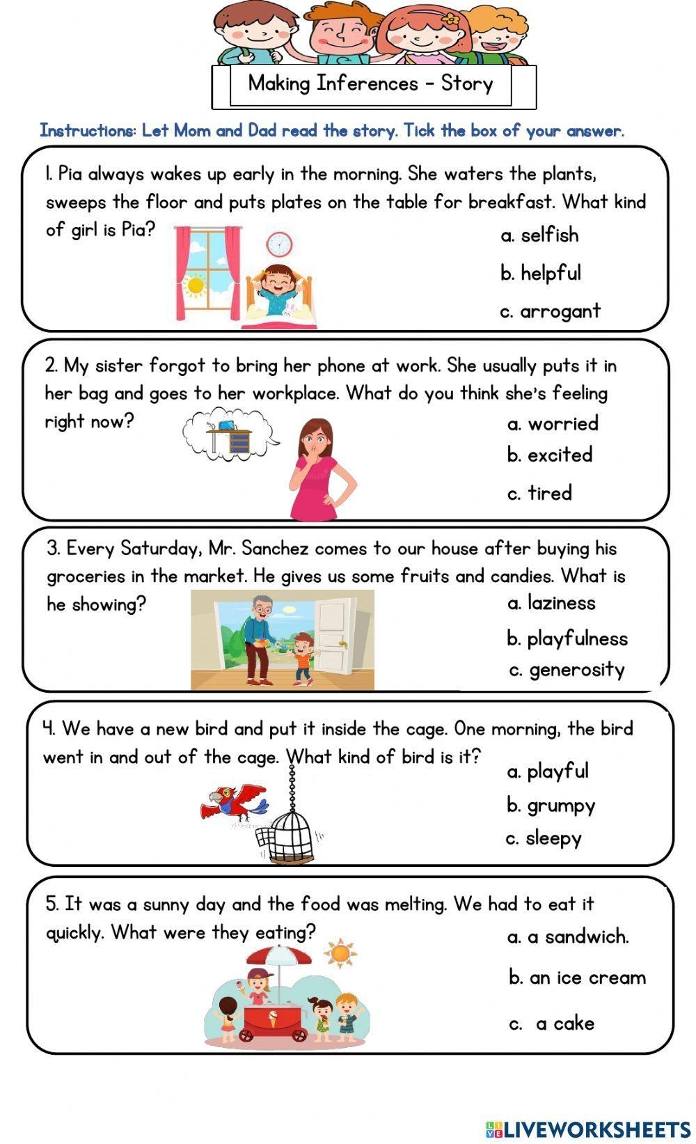 Kindergarten Inferences Worksheet Engaging Activities For Developing Critical Thinking