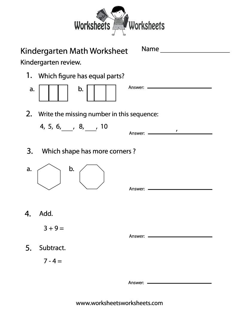 Kindergarten Math Practice Worksheet Worksheets Worksheets