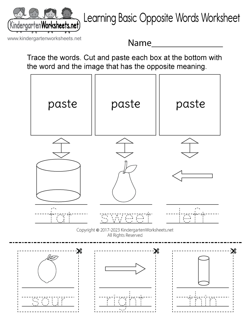 Learning Basic Opposite Words Worksheet Free Printable Digital U0026 PDF