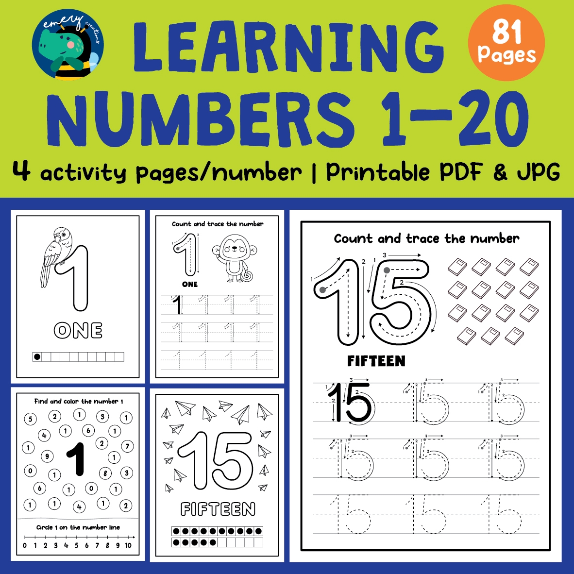 Learning Numbers From 1 20 Trace Write Find Color Printable 