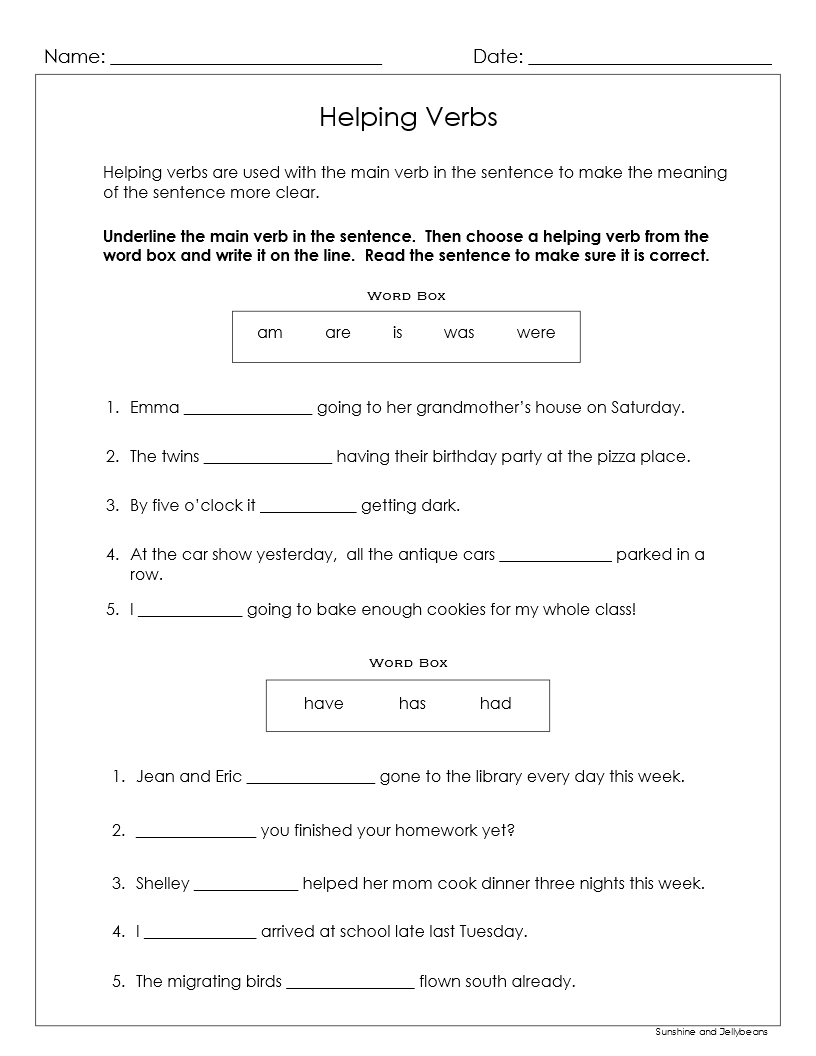 Linking Verbs And Helping Verbs 5 Worksheets U0026 Answer Key 